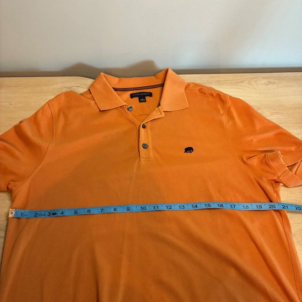 Banana Republic Mens Large Burnt Orange Elephant Logo Cotton Lycra Polo Shirt